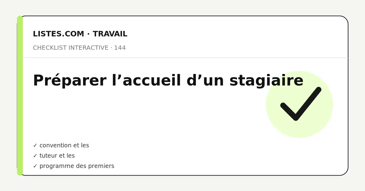 Couverture de la checklist Préparer l’accueil d’un stagiaire