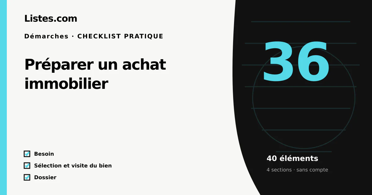 Couverture de la checklist Préparer un achat immobilier