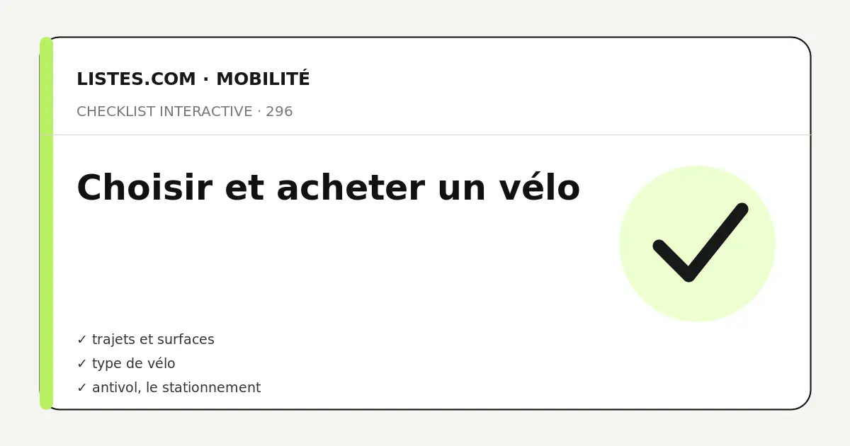 Couverture de la checklist Choisir et acheter un vélo