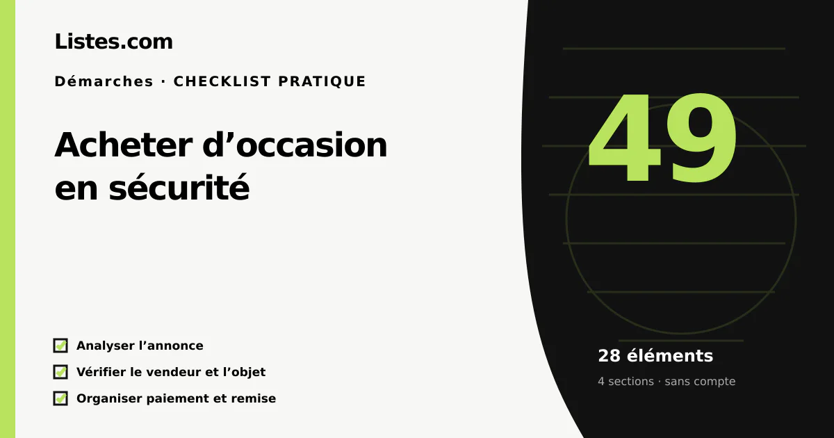 Couverture de la checklist Acheter d’occasion en sécurité