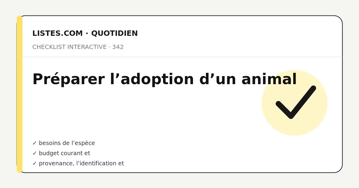 Couverture de la checklist Préparer l’adoption d’un animal