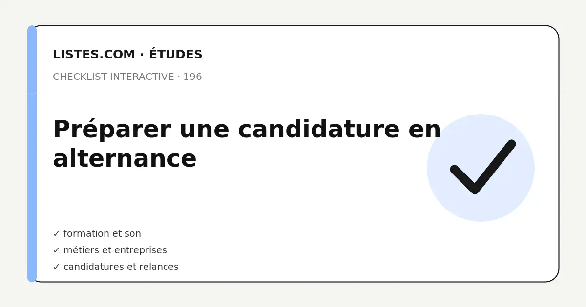Couverture de la checklist Préparer une candidature en alternance