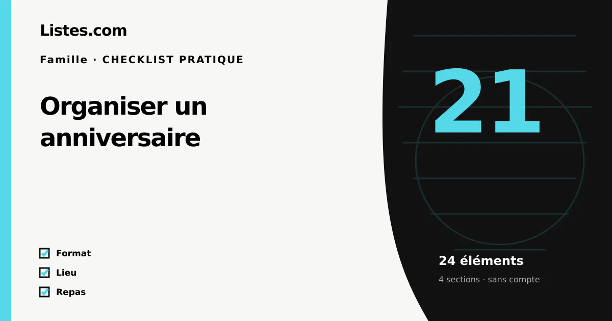 Couverture de la checklist Organiser un anniversaire
