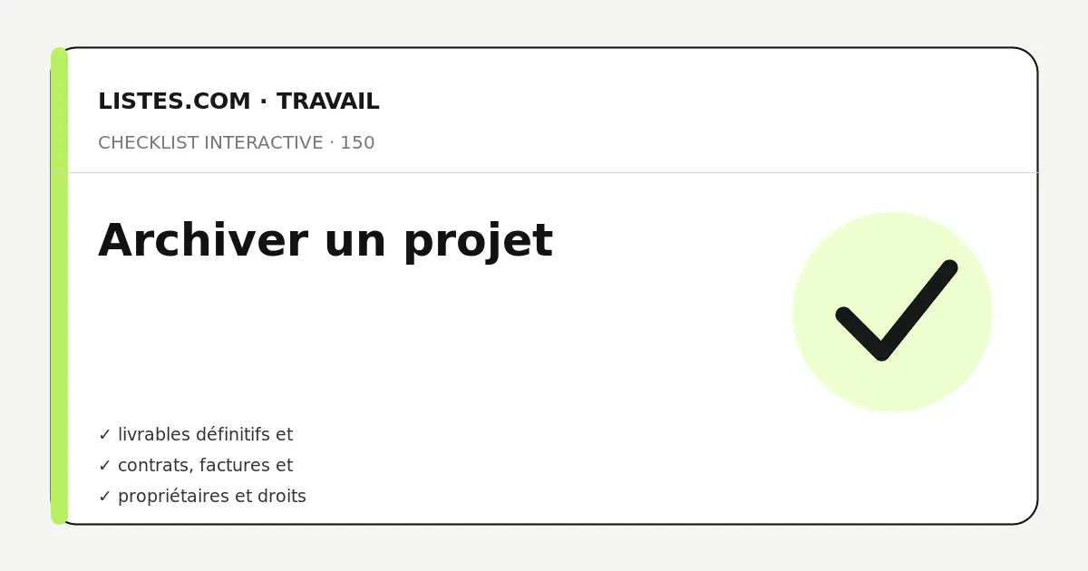 Couverture de la checklist Archiver un projet