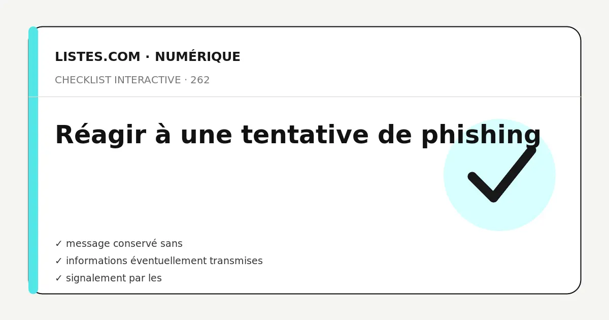 Couverture de la checklist Réagir à une tentative de phishing
