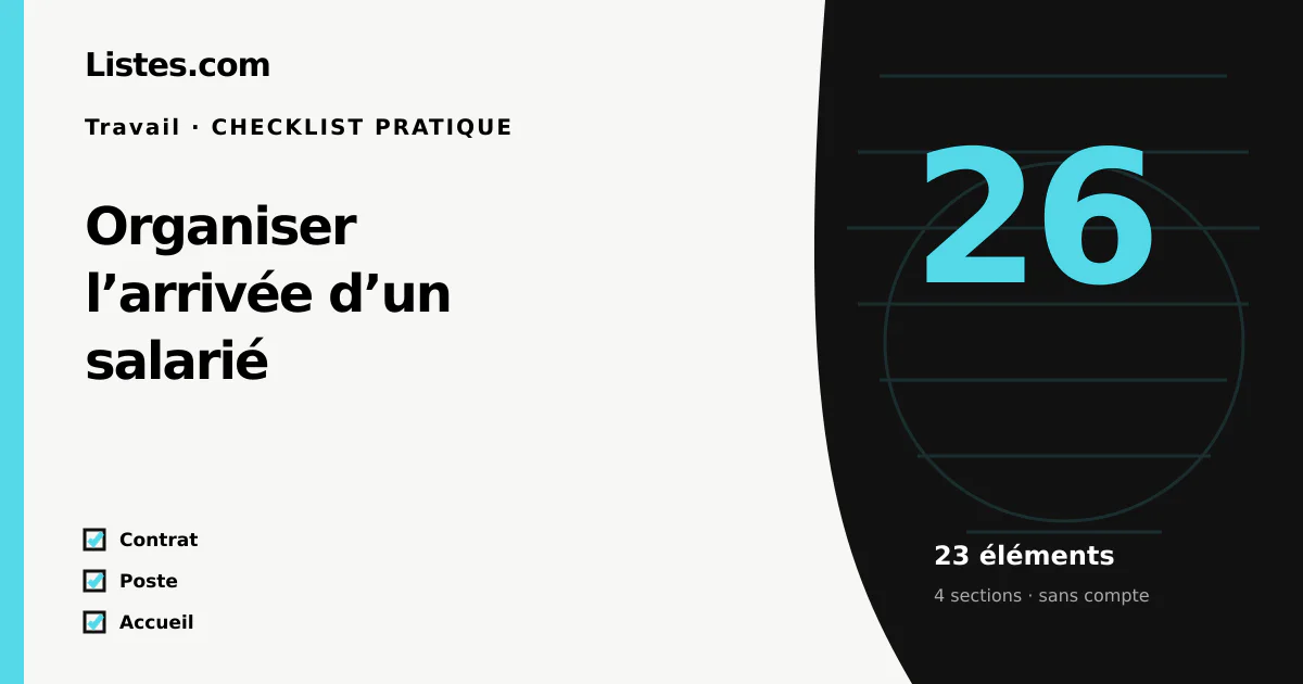 Couverture de la checklist Organiser l’arrivée d’un salarié