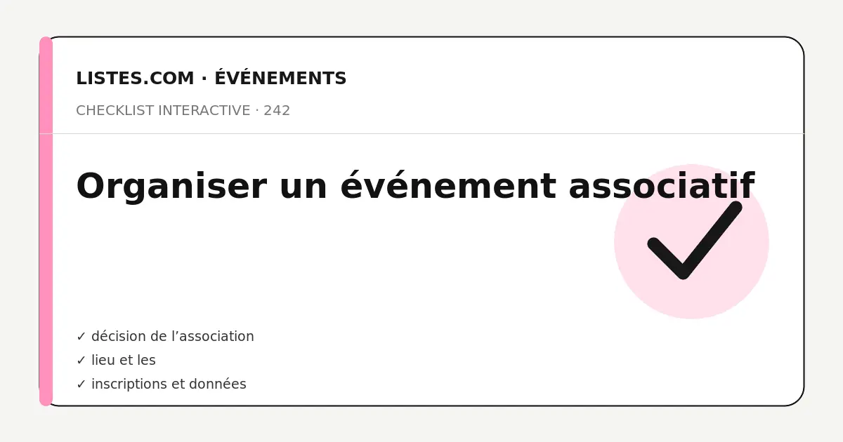 Couverture de la checklist Organiser un événement associatif