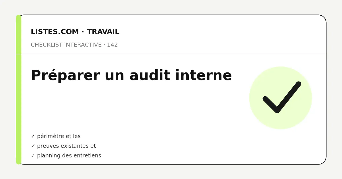Couverture de la checklist Préparer un audit interne