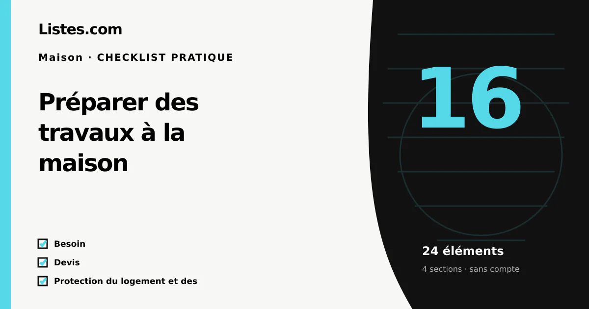 Couverture de la checklist Préparer des travaux à la maison