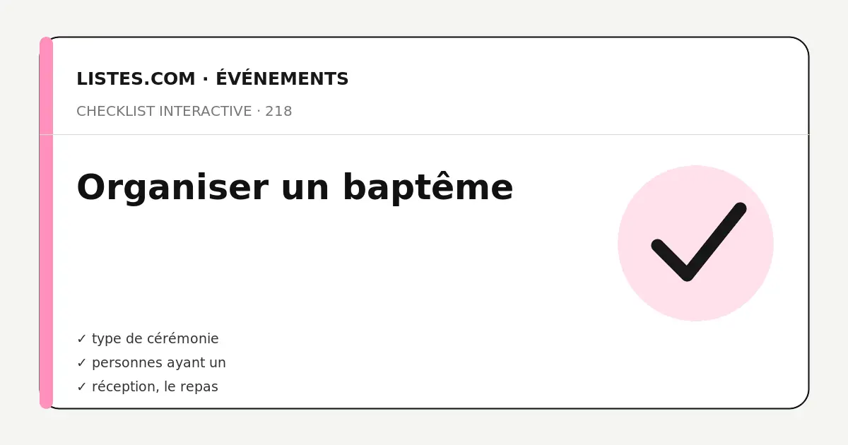Couverture de la checklist Organiser un baptême