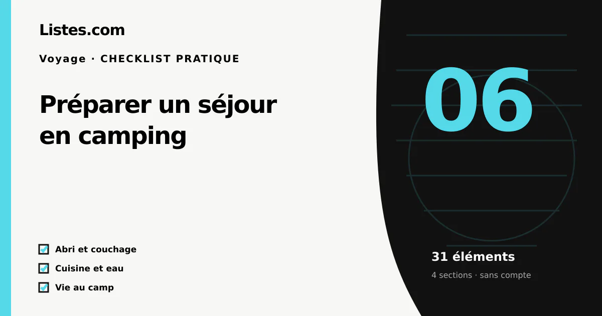 Couverture de la checklist Préparer un séjour en camping
