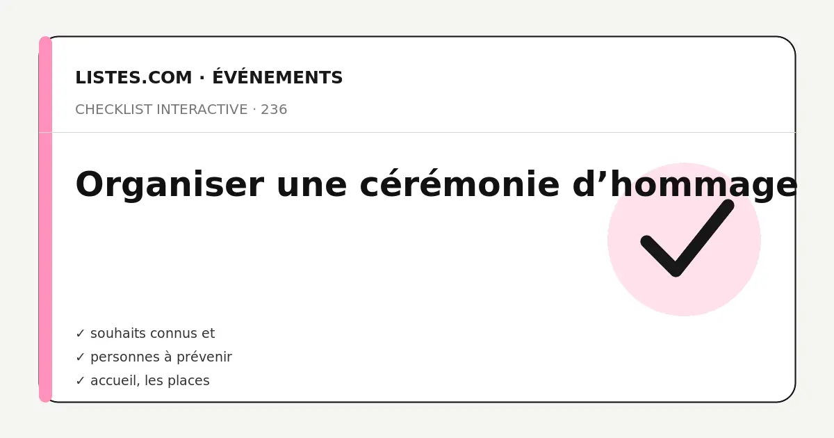 Couverture de la checklist Organiser une cérémonie d’hommage