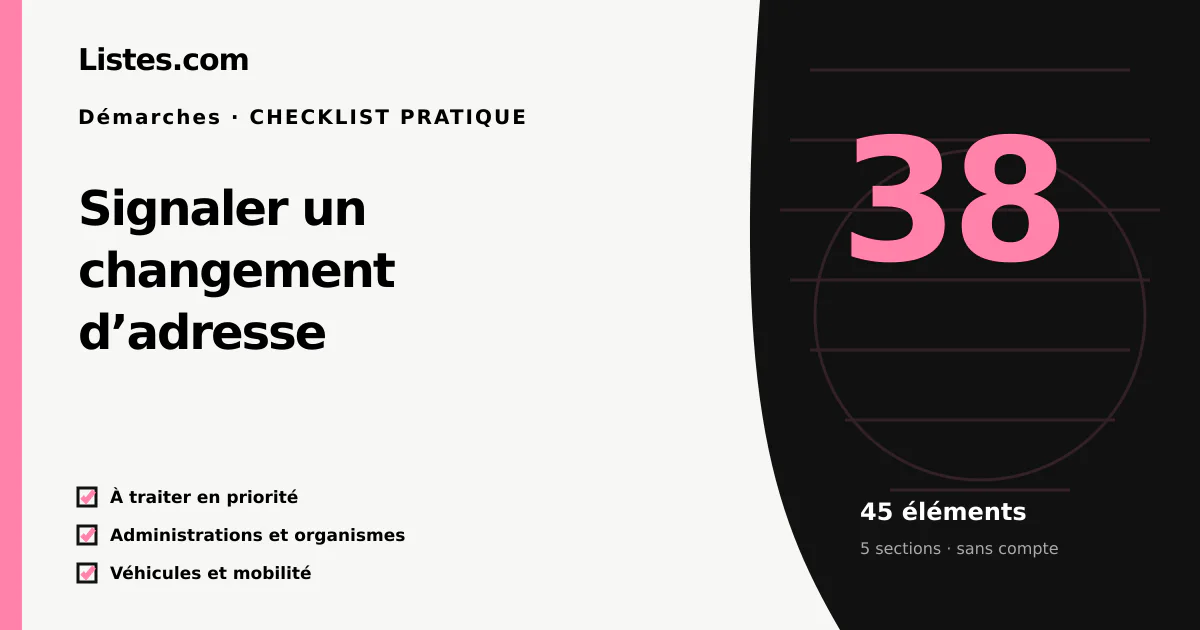 Couverture de la checklist Signaler un changement d’adresse