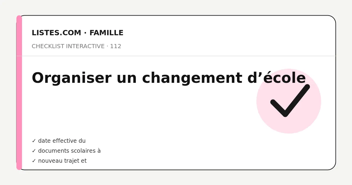 Couverture de la checklist Organiser un changement d’école
