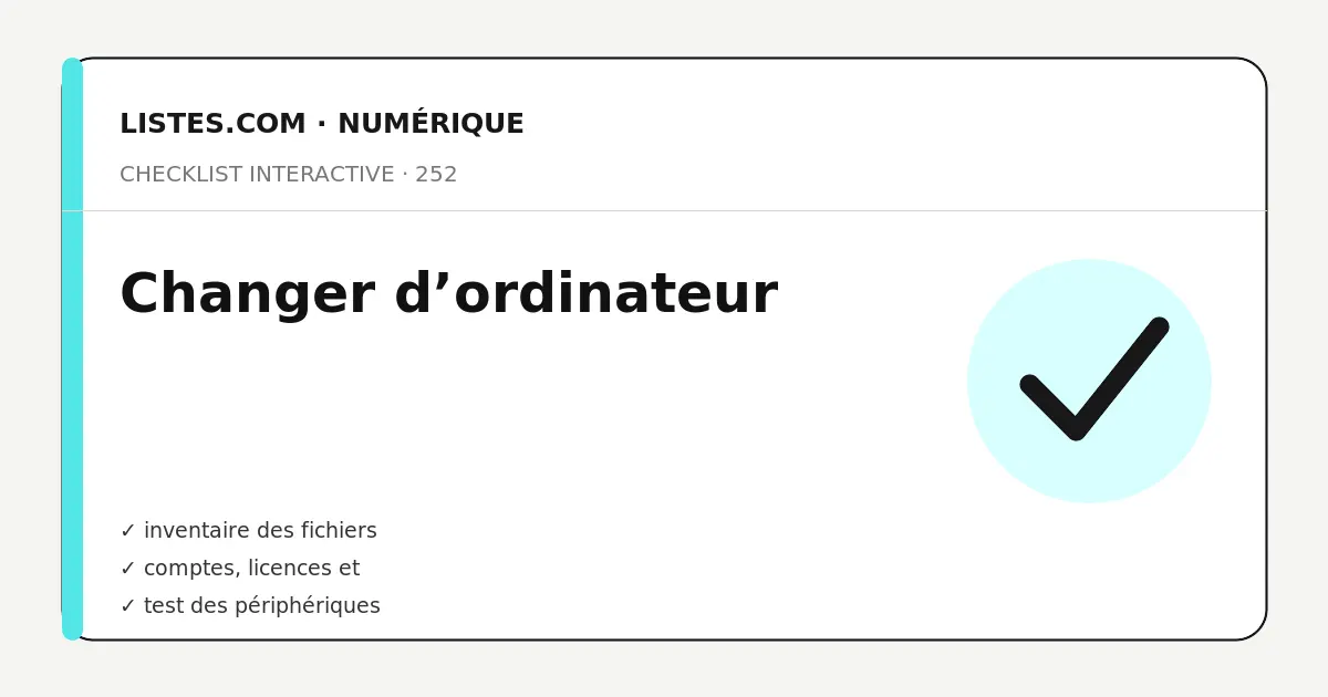 Couverture de la checklist Changer d’ordinateur