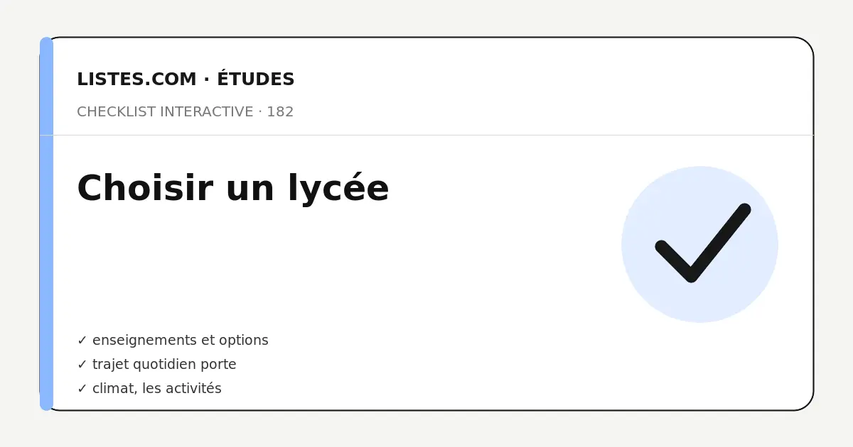 Couverture de la checklist Choisir un lycée