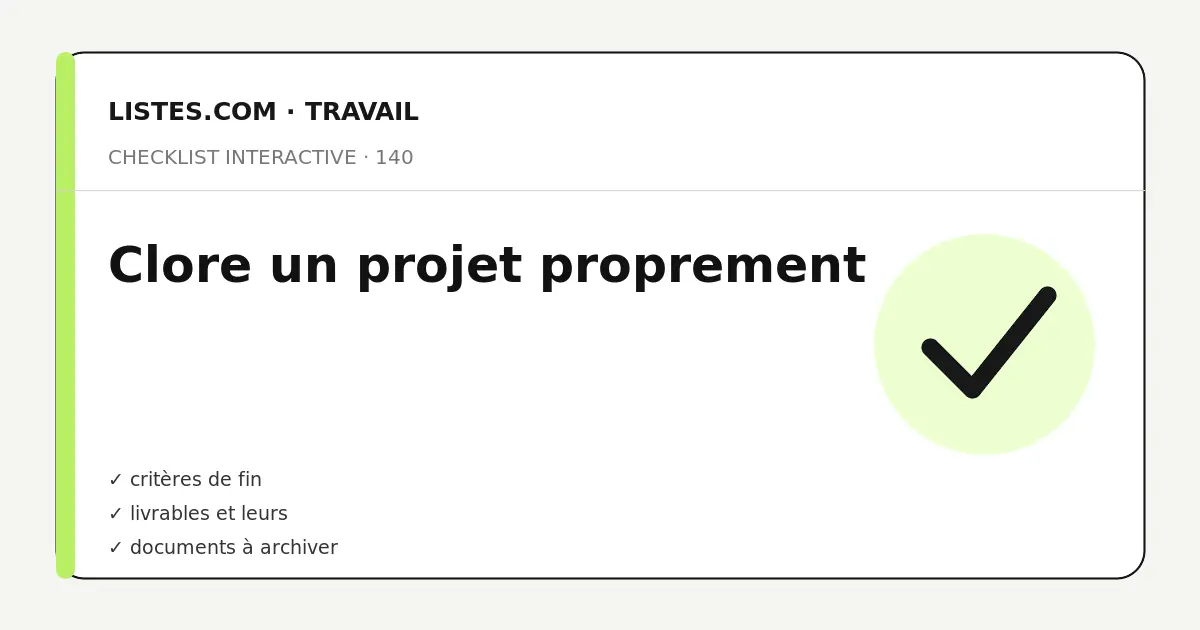 Couverture de la checklist Clore un projet proprement