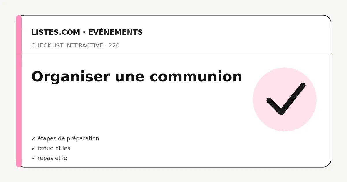 Couverture de la checklist Organiser une communion