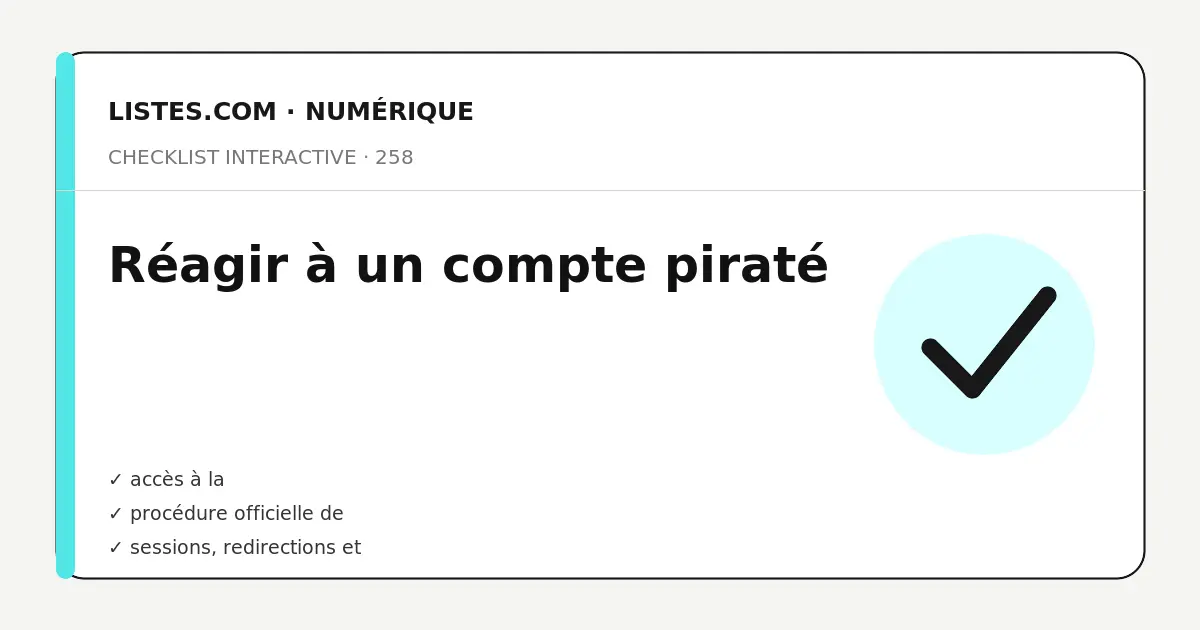 Couverture de la checklist Réagir à un compte piraté