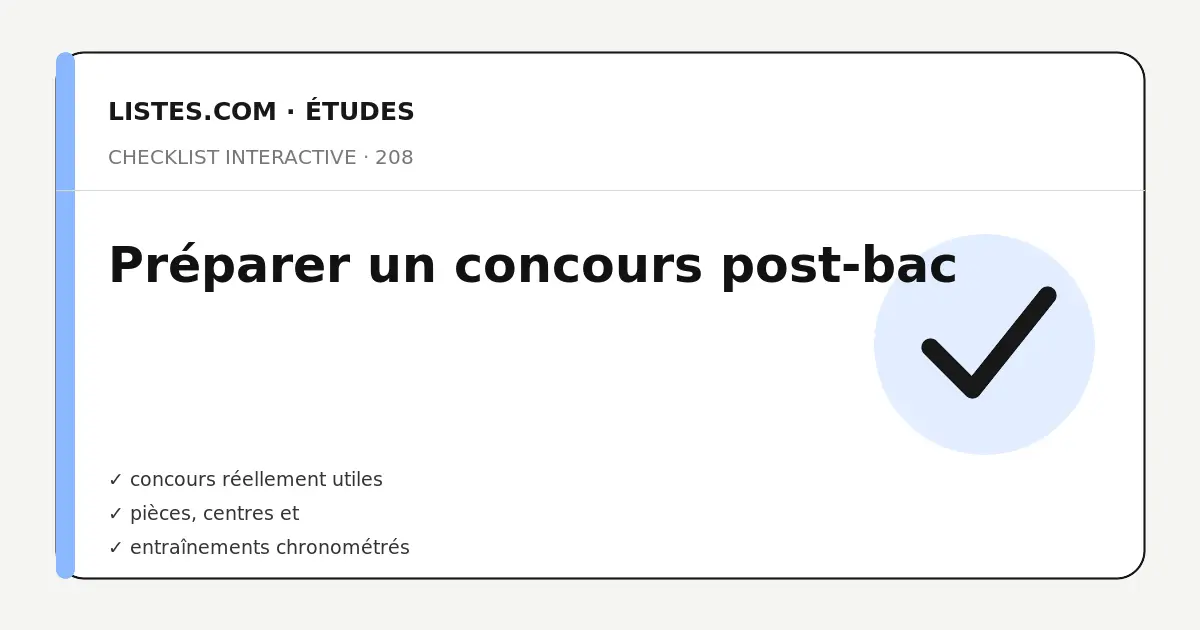 Couverture de la checklist Préparer un concours post-bac