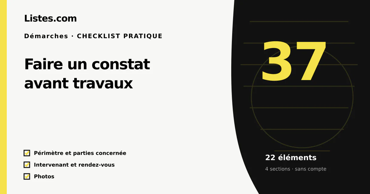 Couverture de la checklist Faire un constat avant travaux