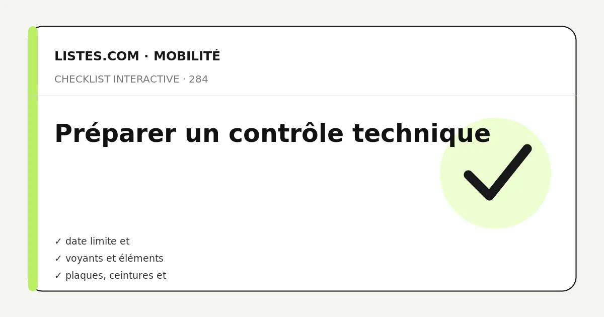 Couverture de la checklist Préparer un contrôle technique