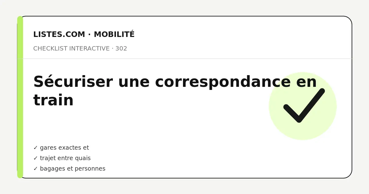 Couverture de la checklist Sécuriser une correspondance en train