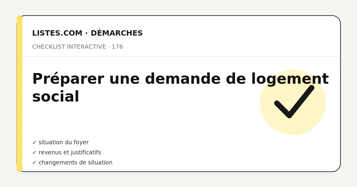 Couverture de la checklist Préparer une demande de logement social