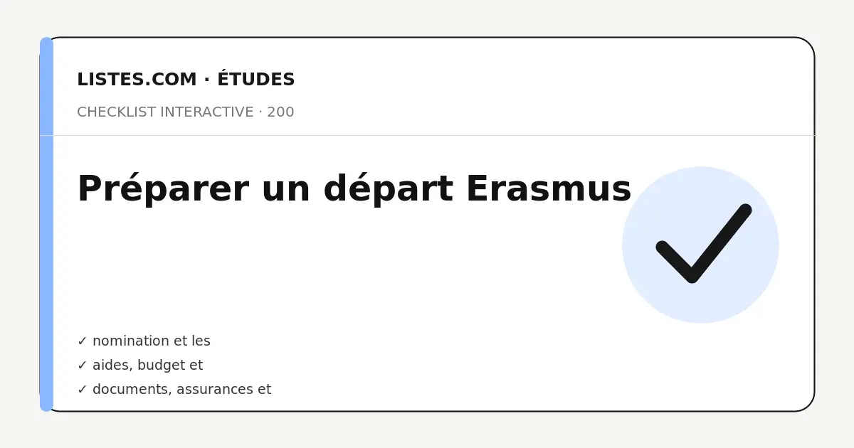 Couverture de la checklist Préparer un départ Erasmus