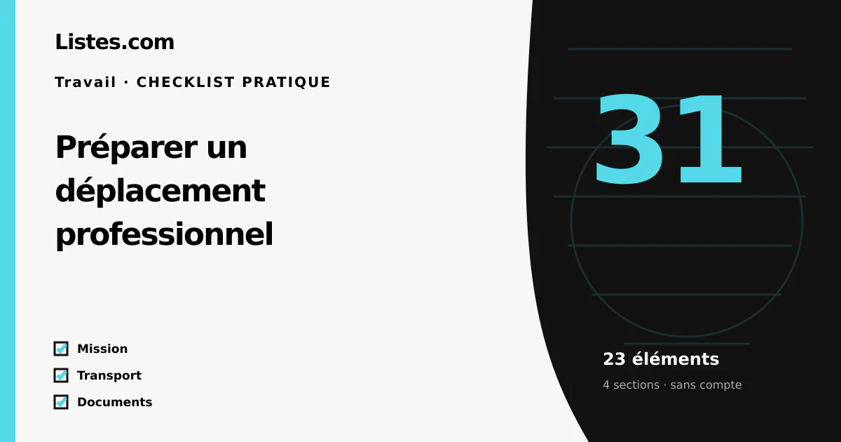 Couverture de la checklist Préparer un déplacement professionnel