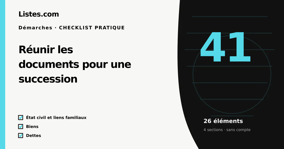 Couverture de la checklist Réunir les documents pour une succession