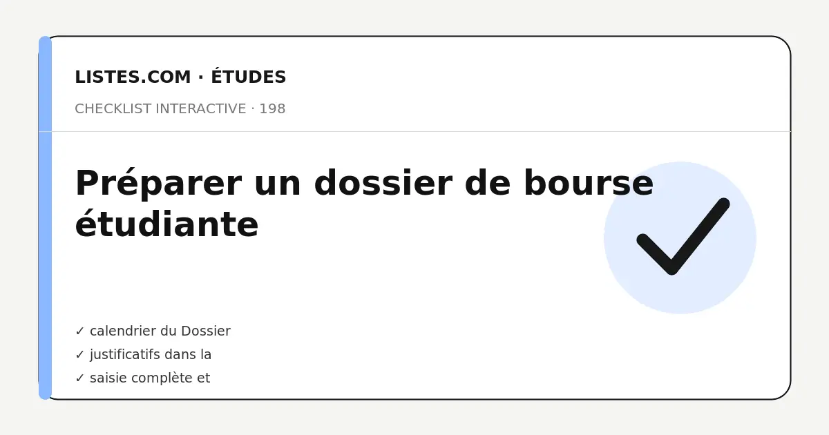 Couverture de la checklist Préparer un dossier de bourse étudiante
