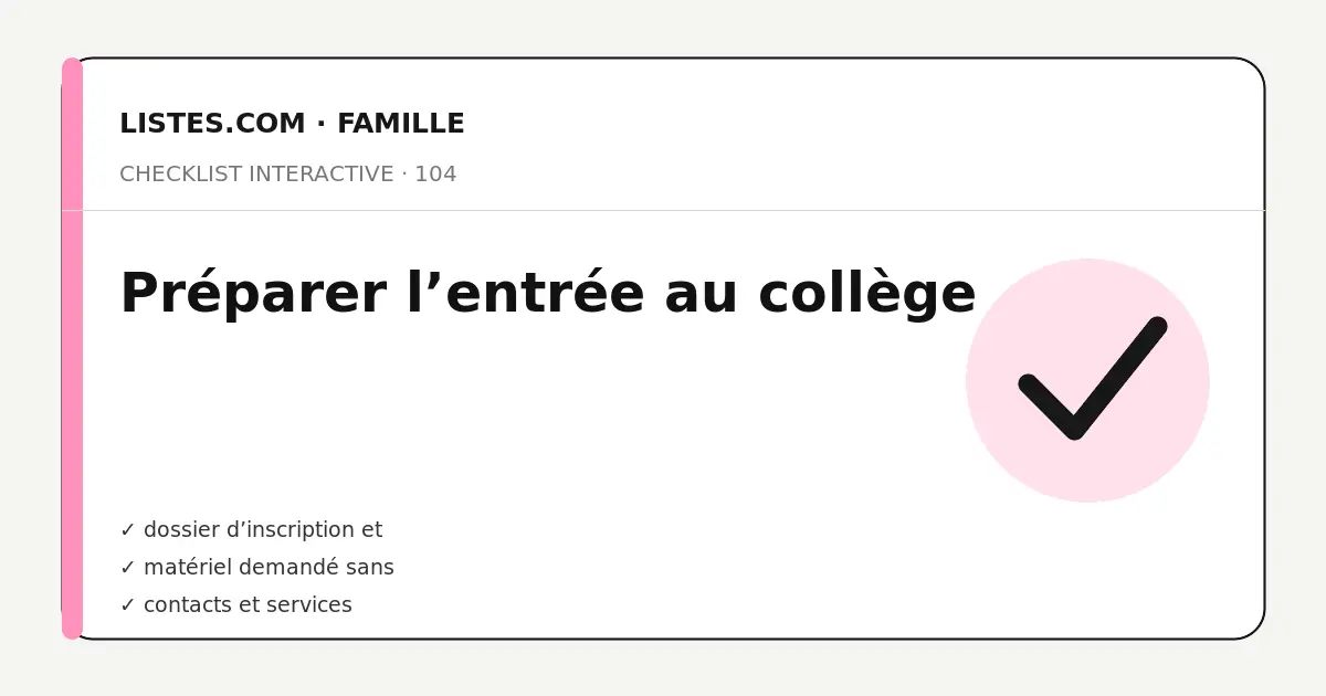 Couverture de la checklist Préparer l’entrée au collège