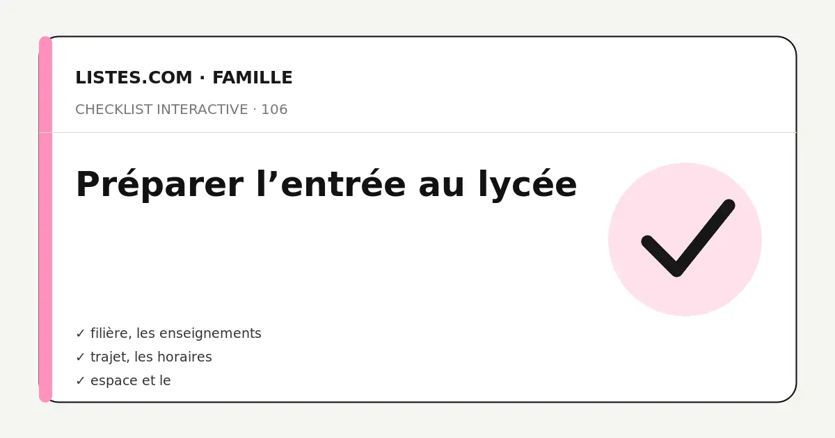 Couverture de la checklist Préparer l’entrée au lycée