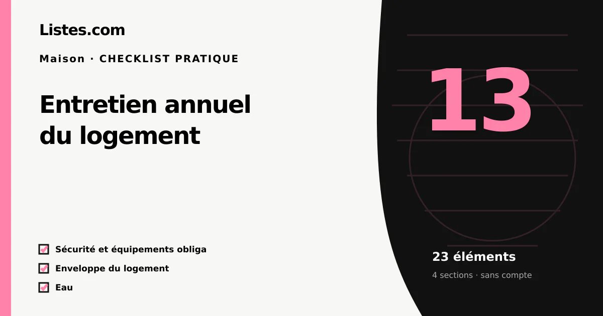 Couverture de la checklist Entretien annuel du logement