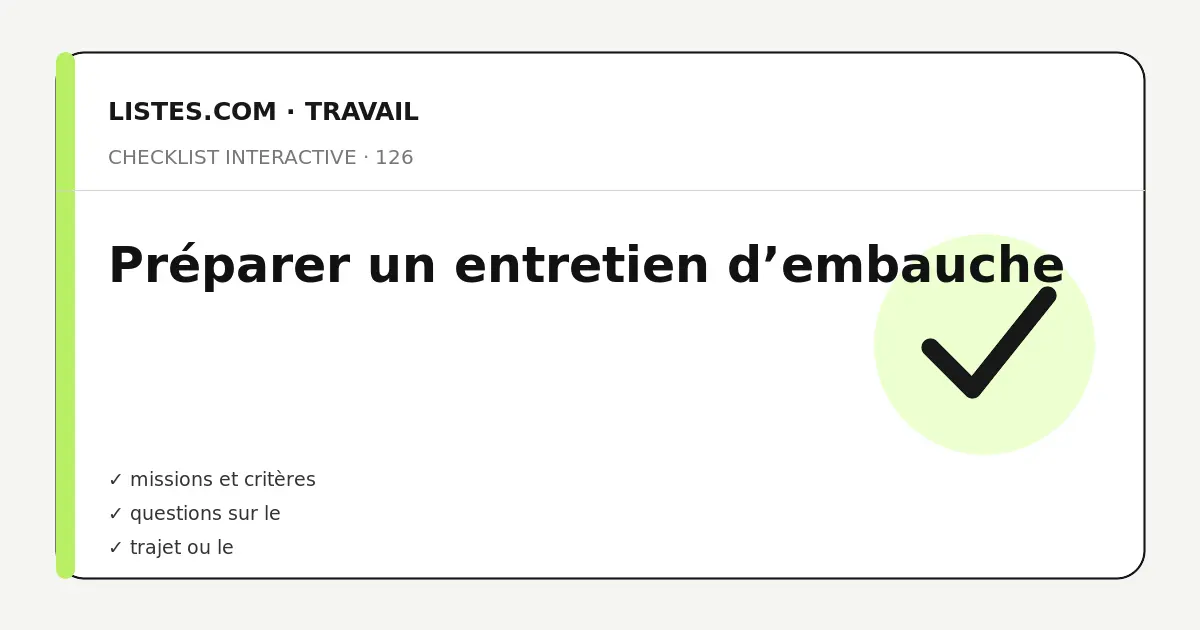 Couverture de la checklist Préparer un entretien d’embauche