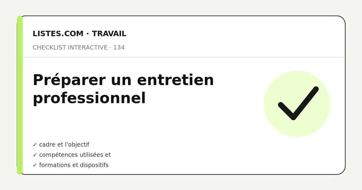 Couverture de la checklist Préparer un entretien professionnel