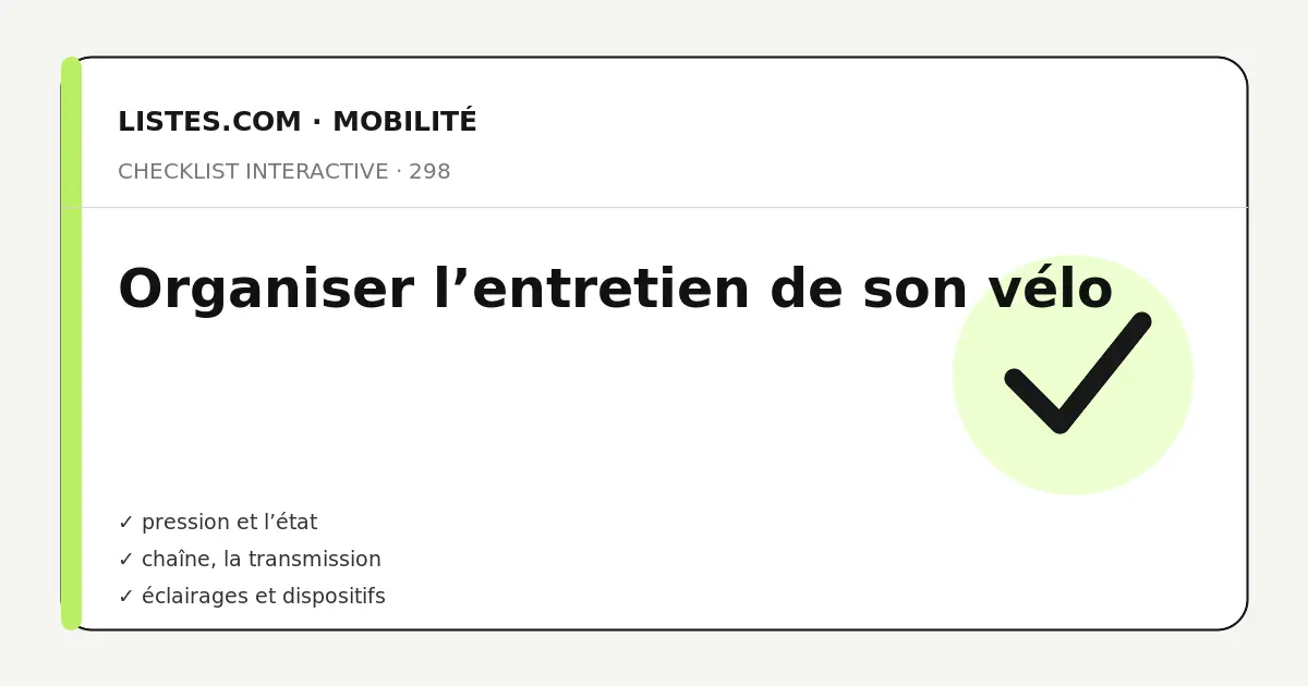 Couverture de la checklist Organiser l’entretien de son vélo