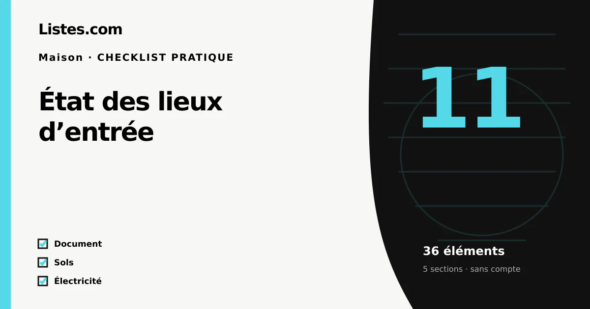 Couverture de la checklist État des lieux d’entrée