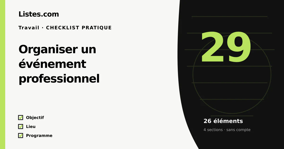 Couverture de la checklist Organiser un événement professionnel