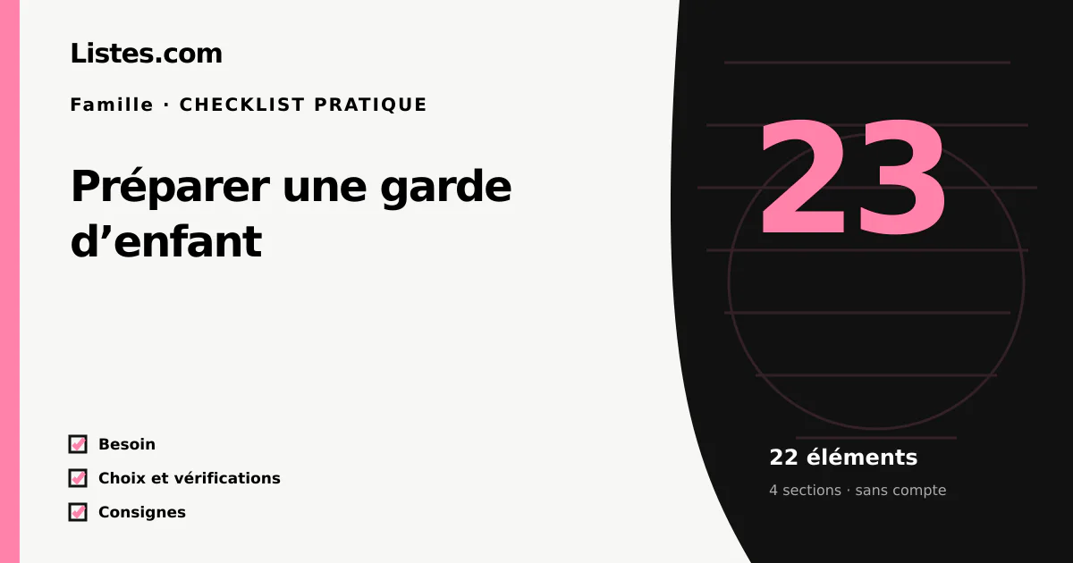 Couverture de la checklist Préparer une garde d’enfant