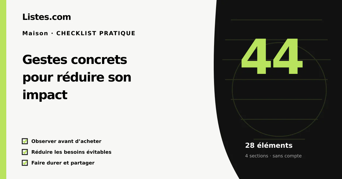 Couverture de la checklist Gestes concrets pour réduire son impact