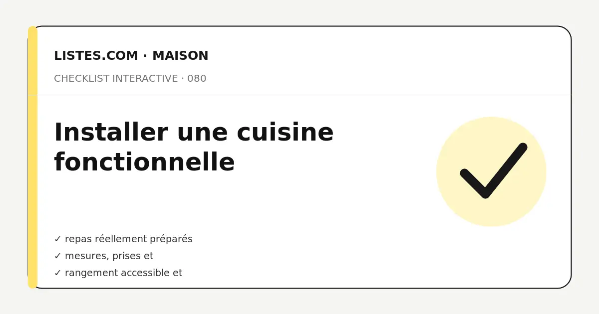 Couverture de la checklist Installer une cuisine fonctionnelle