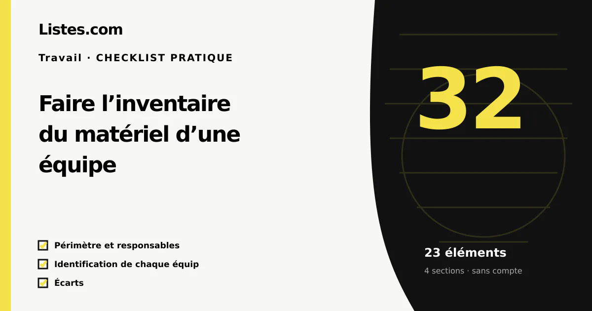 Couverture de la checklist Faire l’inventaire du matériel d’une équipe
