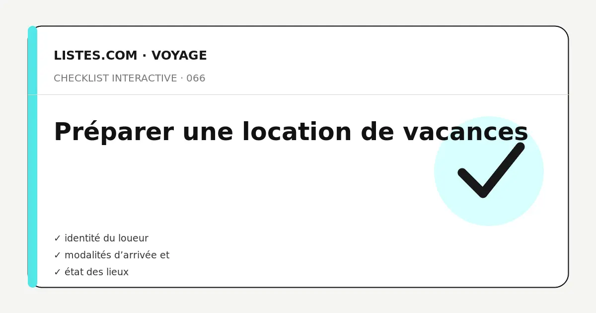 Couverture de la checklist Préparer une location de vacances