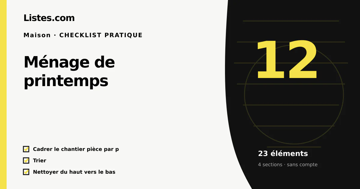 Couverture de la checklist Ménage de printemps