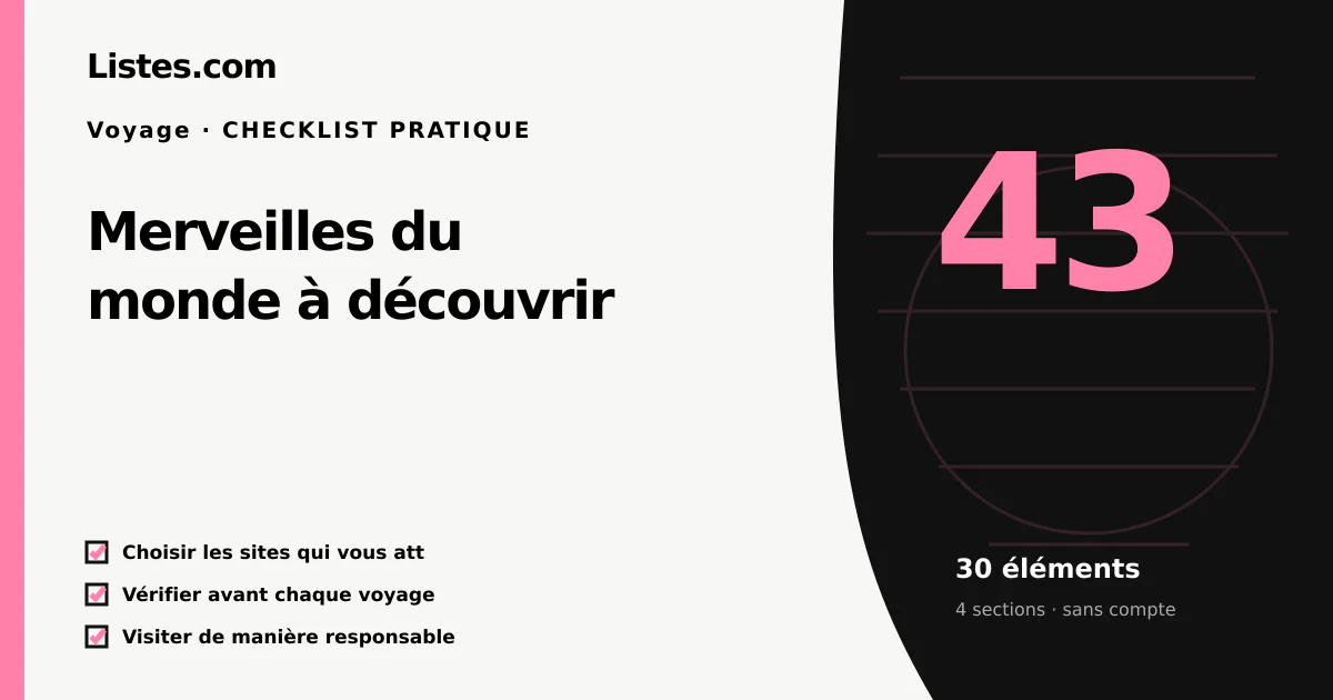 Couverture de la checklist Merveilles du monde à découvrir