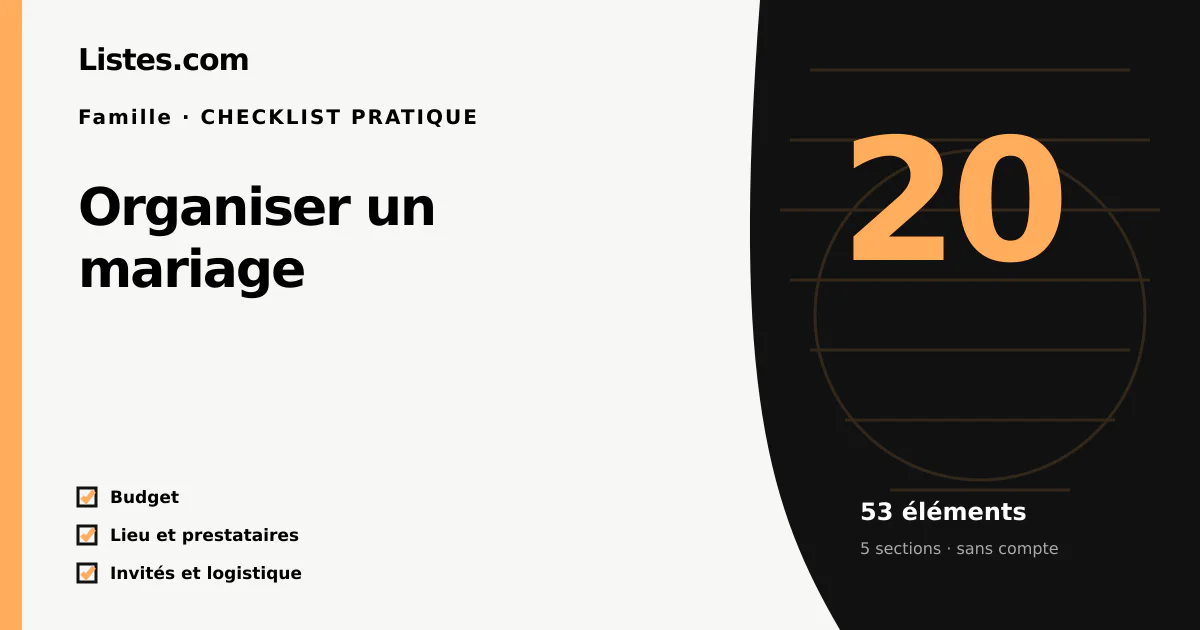 Couverture de la checklist Organiser un mariage