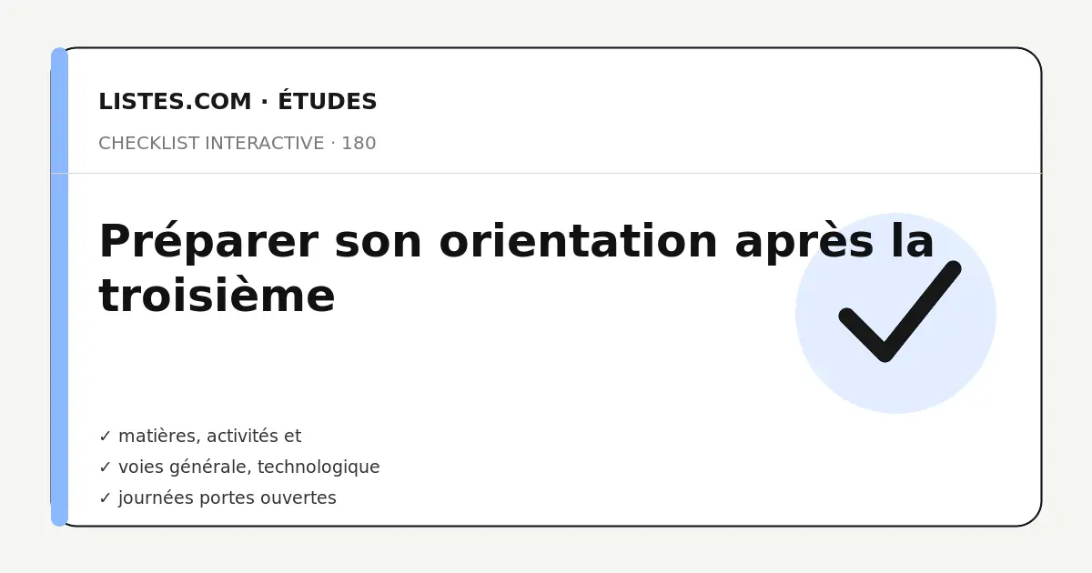 Couverture de la checklist Préparer son orientation après la troisième
