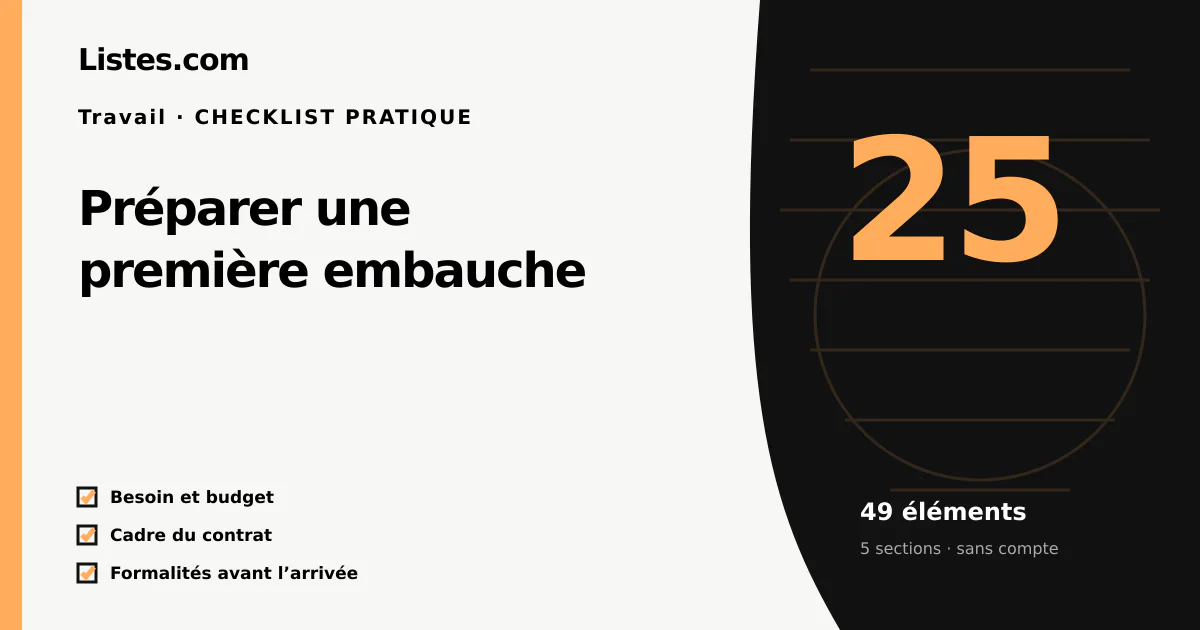 Couverture de la checklist Préparer une première embauche